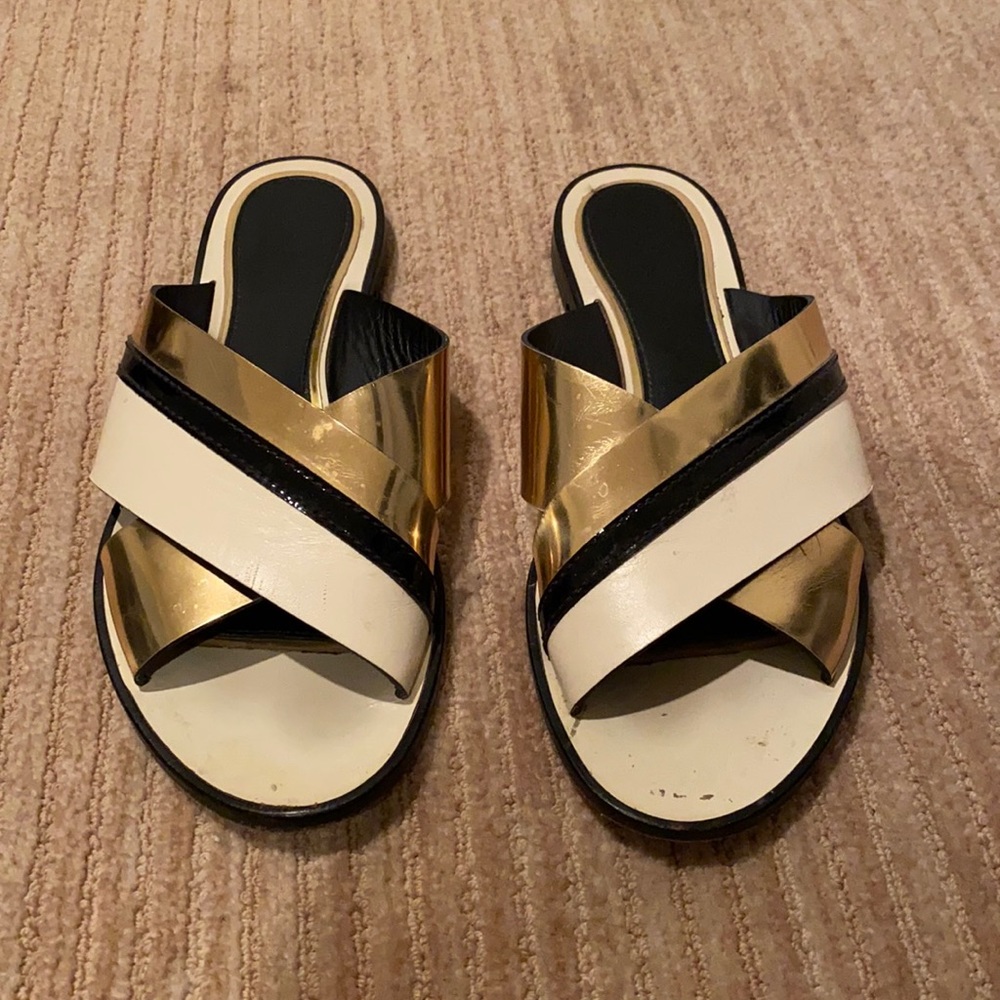 Authentic Lanvin criss cross slides.